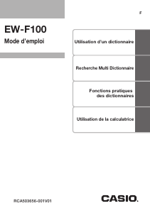 Mode d’emploi Casio EW-F100 Dictionnaire électronique