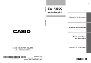 Mode d’emploi Casio EW-F350C Dictionnaire électronique