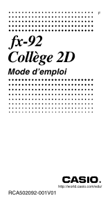 Mode d’emploi Casio FX-92 Collège 2D Calculatrice