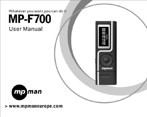 Mode d’emploi Mpman MP-F700 Lecteur Mp3