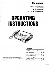 Handleiding Panasonic KX-F2780EB Faxapparaat