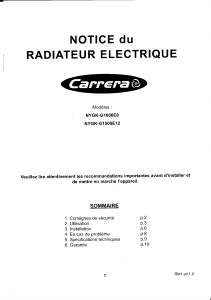 Mode d’emploi Carrera NYGK-G1000E8 Chauffage