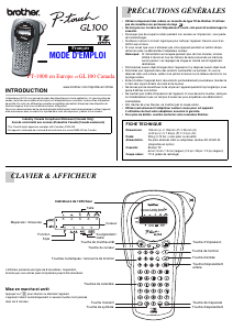 Mode d’emploi Brother GL100 P-Touch Imprimante d'étiquettes