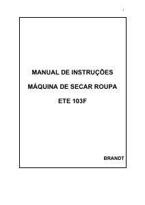 Manual Brandt ETE103F Máquina de secar roupa