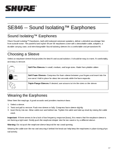 Manual Shure SE846 Headphone