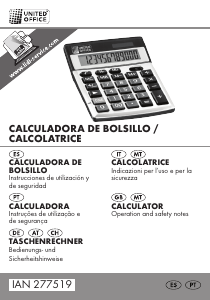 Manual de uso United Office IAN 277519 Calculadora