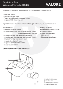 Manual Valore BTi42 Headphone