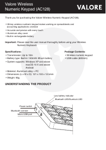 Handleiding Valore AC128 Toetsenbord