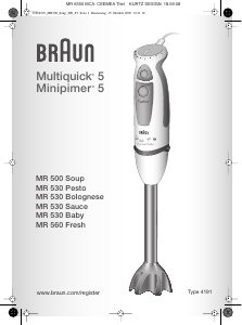 Manuale Braun MR 530 Baby Multiquick 5 Frullatore a mano