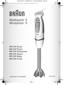 Brugsanvisning Braun MR 530 Sauce Multiquick 5 Stavblender