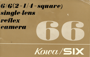 Handleiding Kowa Six 66 Camera