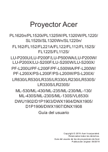 Manual de uso Acer PL1520i Proyector