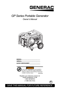 Manual Generac 7676 GP8000E COSENSE 50ST Generator