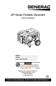 Manual Generac 7675 GP8000E COsense Generator