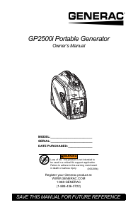 Mode d’emploi Generac 8250 GP2500i Générateur