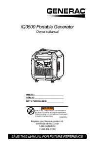 Manual Generac 7127 iQ3500 Generator