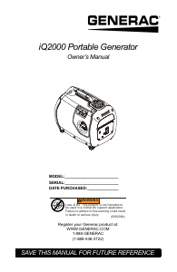 Manual Generac 6866 iQ2000 Generator