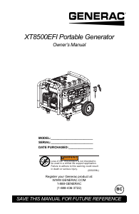 Manual Generac 7247 XT8500EFI Generator
