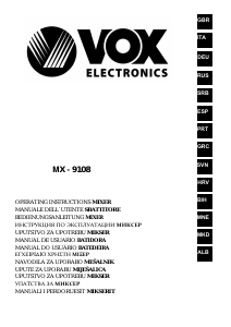 Manuale Vox MX9108 Sbattitore