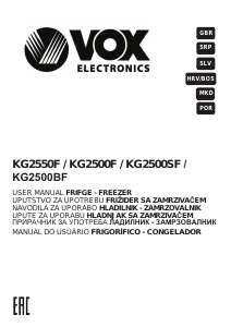 Priručnik Vox KG2500F Frižider – zamrzivač