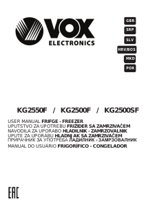 Handleiding Vox KG2550F Koel-vries combinatie