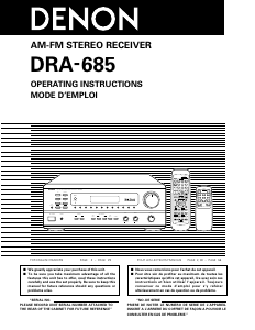 Mode d’emploi Denon DRA-685 Récepteur
