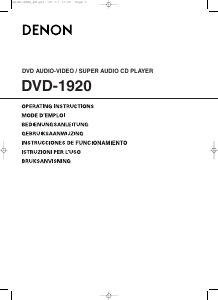 Mode d’emploi Denon DVD-1920 Lecteur DVD
