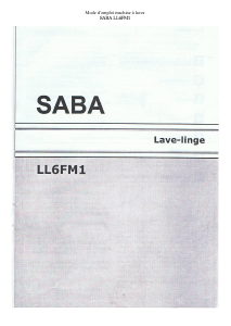 Mode d’emploi SABA LL6FM1 Lave-linge