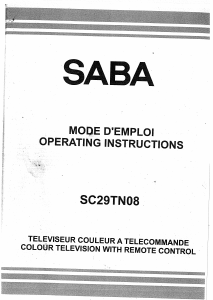 Mode d’emploi SABA SCTN08 Téléviseur LCD