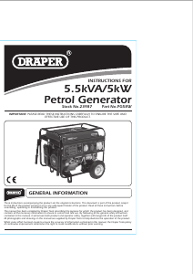 Handleiding Draper PG58W Generator