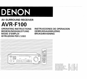 Mode d’emploi Denon AVR-F100 Récepteur