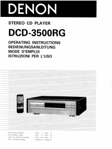 Mode d’emploi Denon DCD-3500RG Lecteur CD