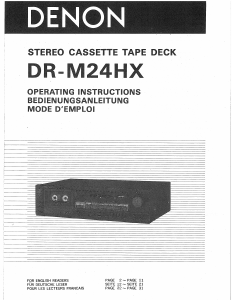 Mode d’emploi Denon DRM-24HX Enregistreur de cassettes