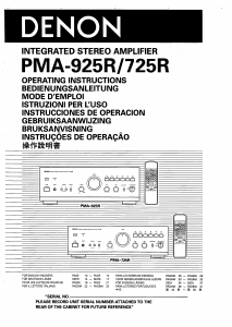 Manual de uso Denon PMA-925R Amplificador