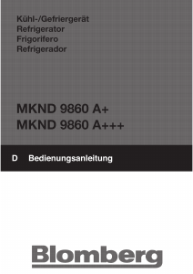 Bedienungsanleitung Blomberg MKND 9860 A+ Kühl-gefrierkombination