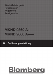 Bedienungsanleitung Blomberg MKND 9860 A+++ Kühl-gefrierkombination