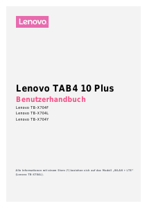 Bedienungsanleitung Lenovo TB-X704Y TAB4 10 Plus Tablet