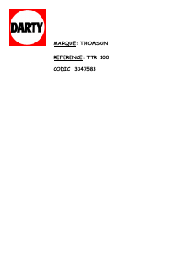 Mode d’emploi Thomson TTR110 Récepteur numérique