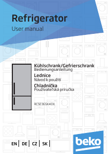 Handleiding BEKO RCSE365K40X Koel-vries combinatie