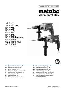 Bedienungsanleitung Metabo SBE 850 Schlagbohrmaschine