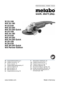 Manual Metabo W 26-230 Angle Grinder