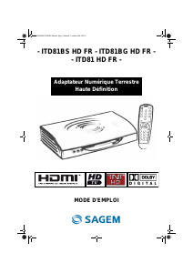 Mode d’emploi Sagem ITD 81 BG HD FR Récepteur numérique