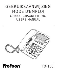 Mode d’emploi Profoon TX-160 Téléphone