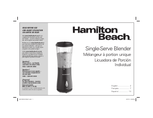 Mode d’emploi Hamilton Beach 51126 Single-Serve Blender