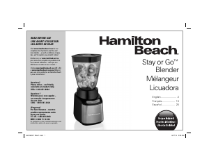 Manual Hamilton Beach 52400 Stay or Go Blender