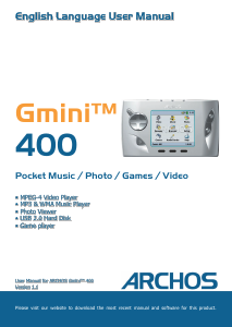 Manual ARCHOS Gmini 400 Mp3 Player