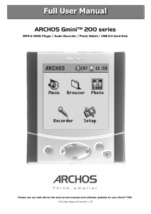 Handleiding ARCHOS Gmini 200 Mp3 speler