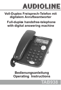 Bedienungsanleitung Audioline TAB938 Telefon