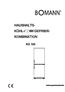Bedienungsanleitung Bomann KG 183 Kühl-gefrierkombination
