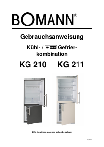 Bedienungsanleitung Bomann KG 211 Kühl-gefrierkombination